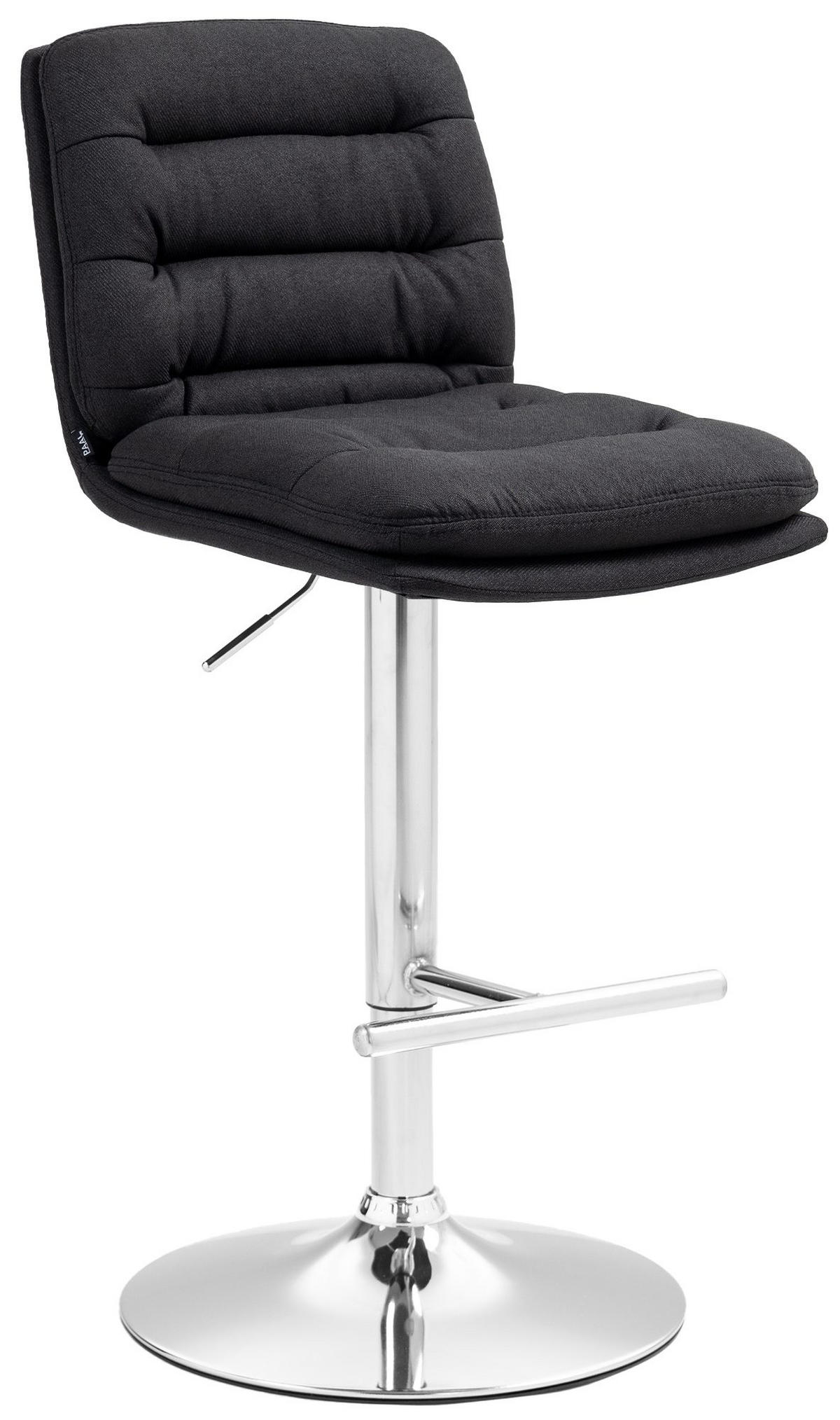 BARHOCKER Stoff schwarz - Chromfarben/Schwarz, Textil/Metall (42/94/56cm) - CLP