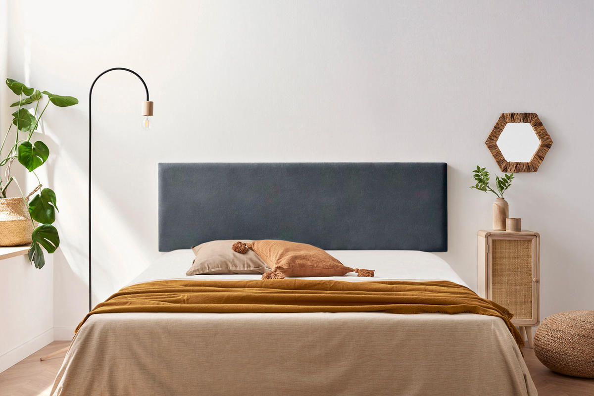 KOPFTEIL gepolstert NOVA Aqualine 170x50x5 cm - Dunkelgrau - Moonia - Dunkelgrau, Holz (170/5/50cm)