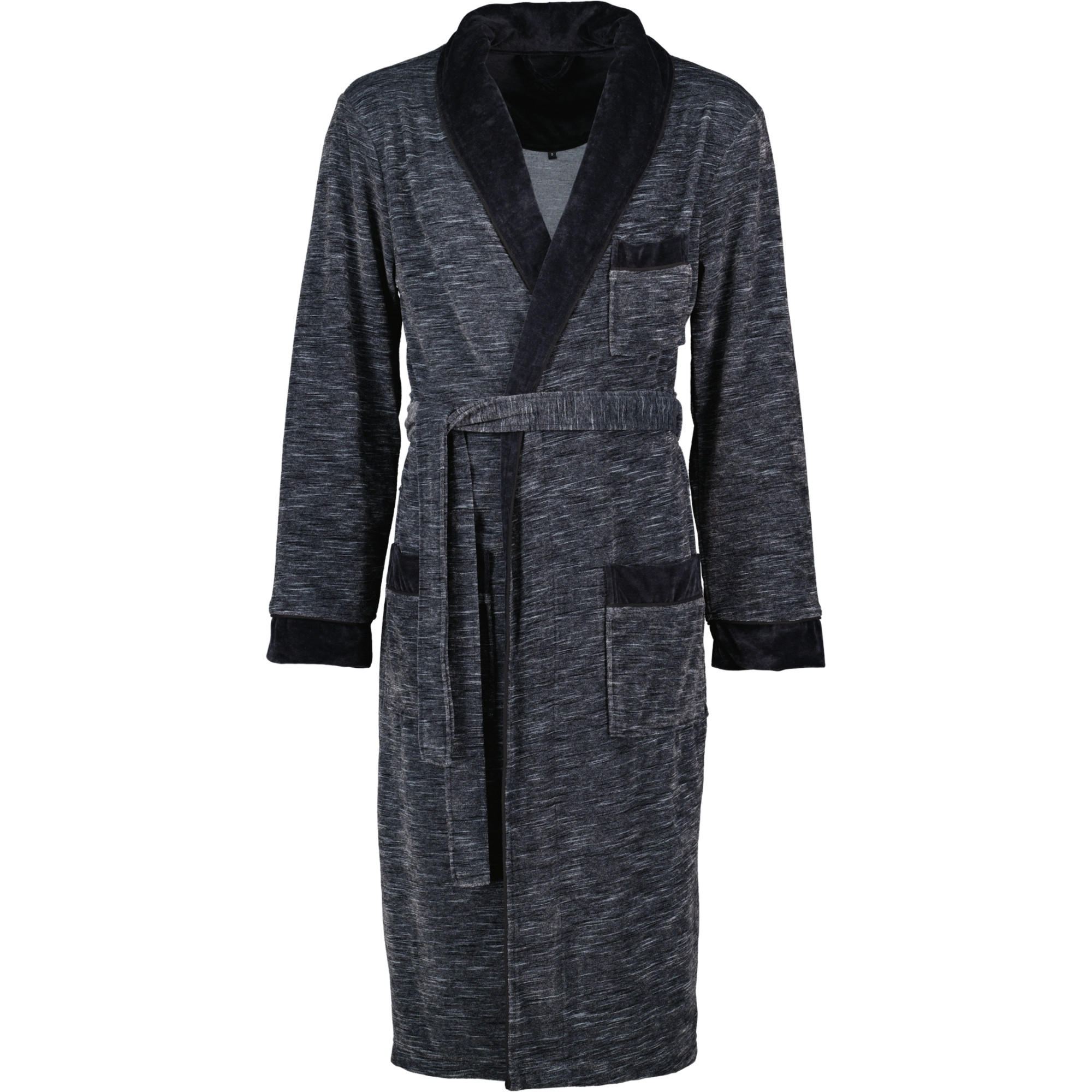 BADEMANTEL HERREN SCHALKRAGEN ALBERTO BLACK - 0002 - Schwarz, Textil (Snull) - Vossen