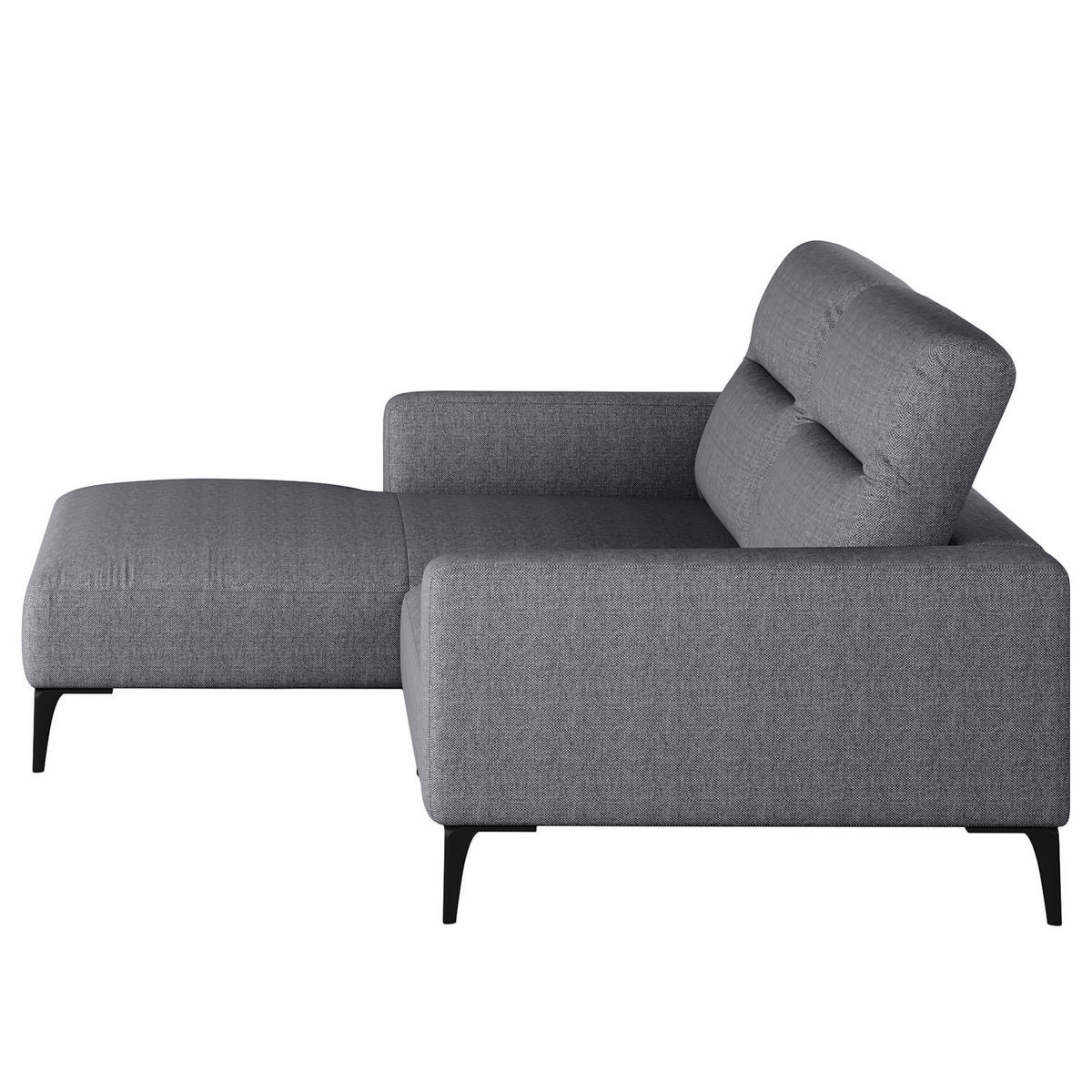 1,5-SITZER ECKSOFA mit Longchair - Schwarz/Grau, Textil/Metall (232/180cm) - home24