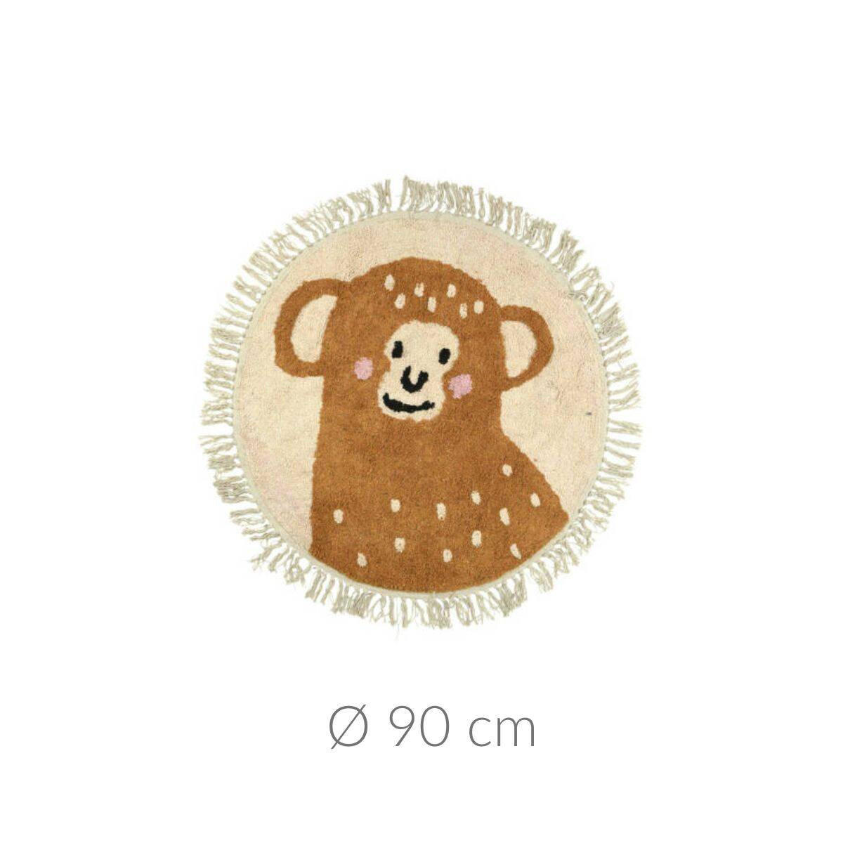 KINDERTEPPICH Animals Ø 90 cm mit Fransen - Braun, Naturmaterialien (90/90cm) - Home Styling Collection