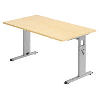 SCHREIBTISCH Serie-O 80/140/74 cm in Ahornfarben/Silberfarben - Silberfarben/Ahornfarben, Holzwerkstoff (80/140/74cm) - bümö