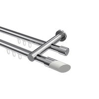 INNENLAUF-GARDINENSTANGEN-SET Platon Verano 540 cm (geteilt in 3 x 180 cm), 2-läufig, 20 mm Ø Chrom - Chromfarben/Weiß, Metall (540cm) - INTERDECO