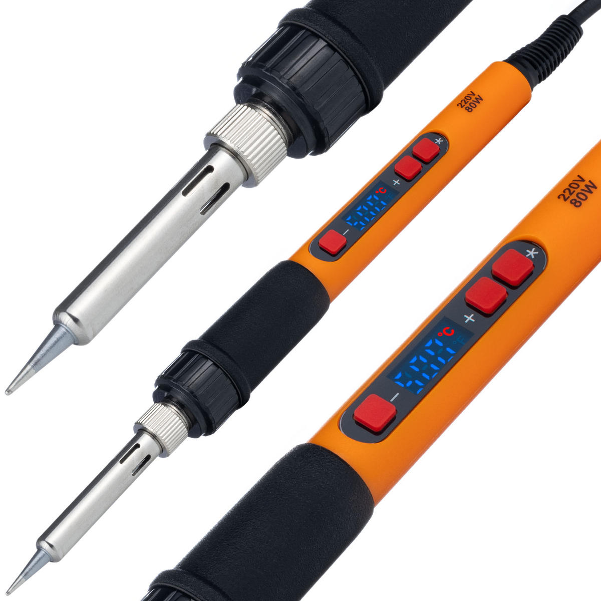 LÖTKOLBEN Electric S - 80W | 180-500°C | LCD-Anzeige | 6 Spitzen | 230V | 12-in-1 Set - Multicolor, Kunststoff (10/10/10cm)