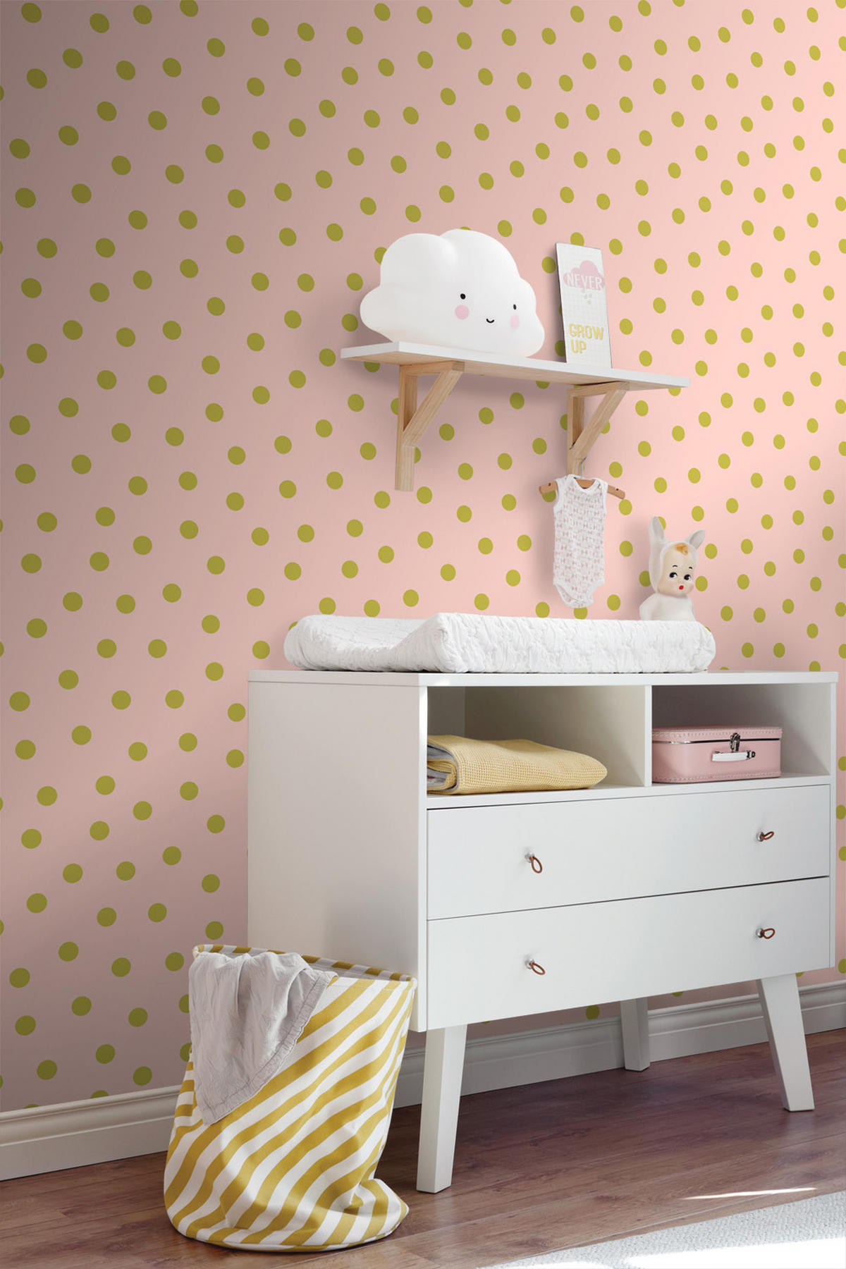 TAPETE Punkte 50 x 900 cm - Pink, Papier (50/0.1cm) - ESTAhome