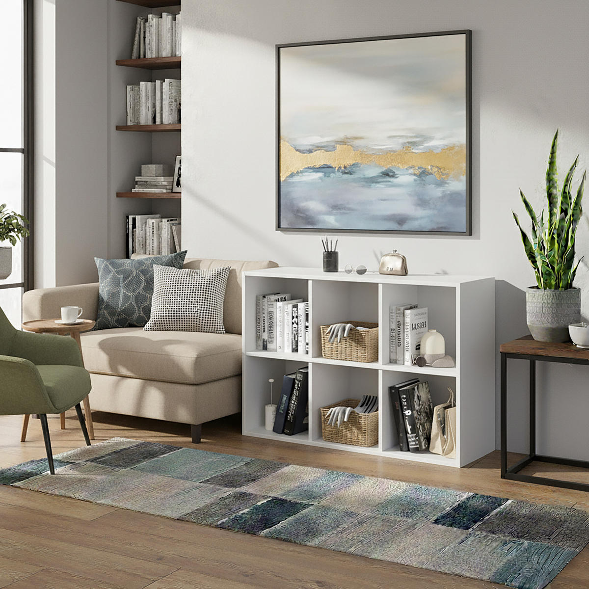 BÜCHERREGAL - Weiß, Holzwerkstoff/Textil (61/91/30cm) - Relaxdays