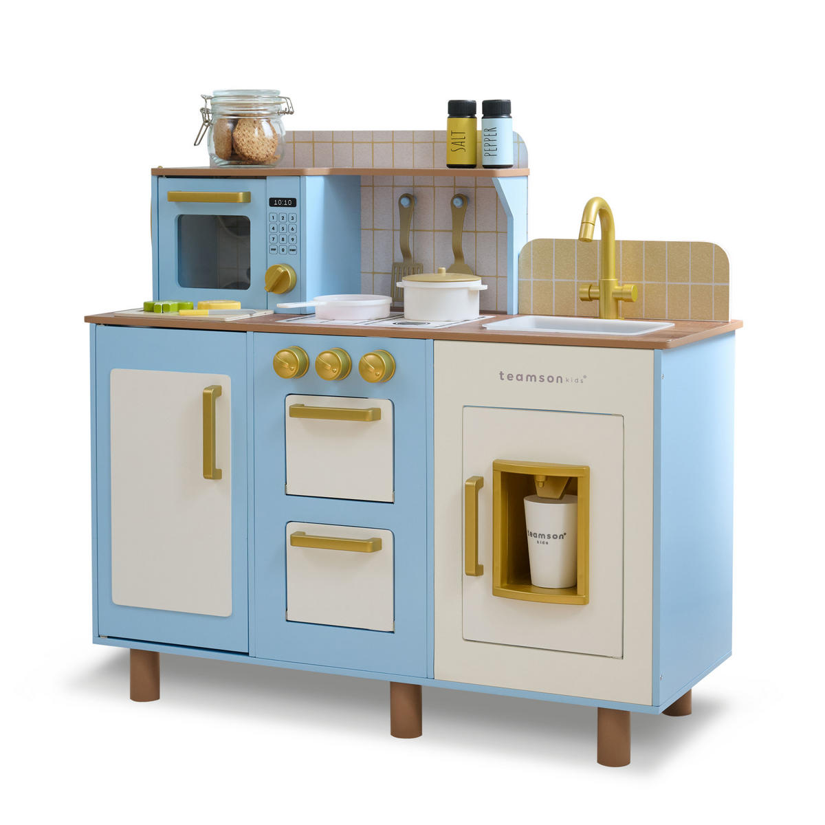 KINDERKUCHE Holz mit Eiswürfelspender, 75cm, Blau - Blau, Holzwerkstoff (80/30/75cm) - Teamson Kids