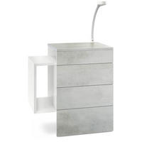 NACHTTISCH Queens Front in Beton Oxid Optik - Hellgrau, Holzwerkstoff (60/63/36cm) - Vladon