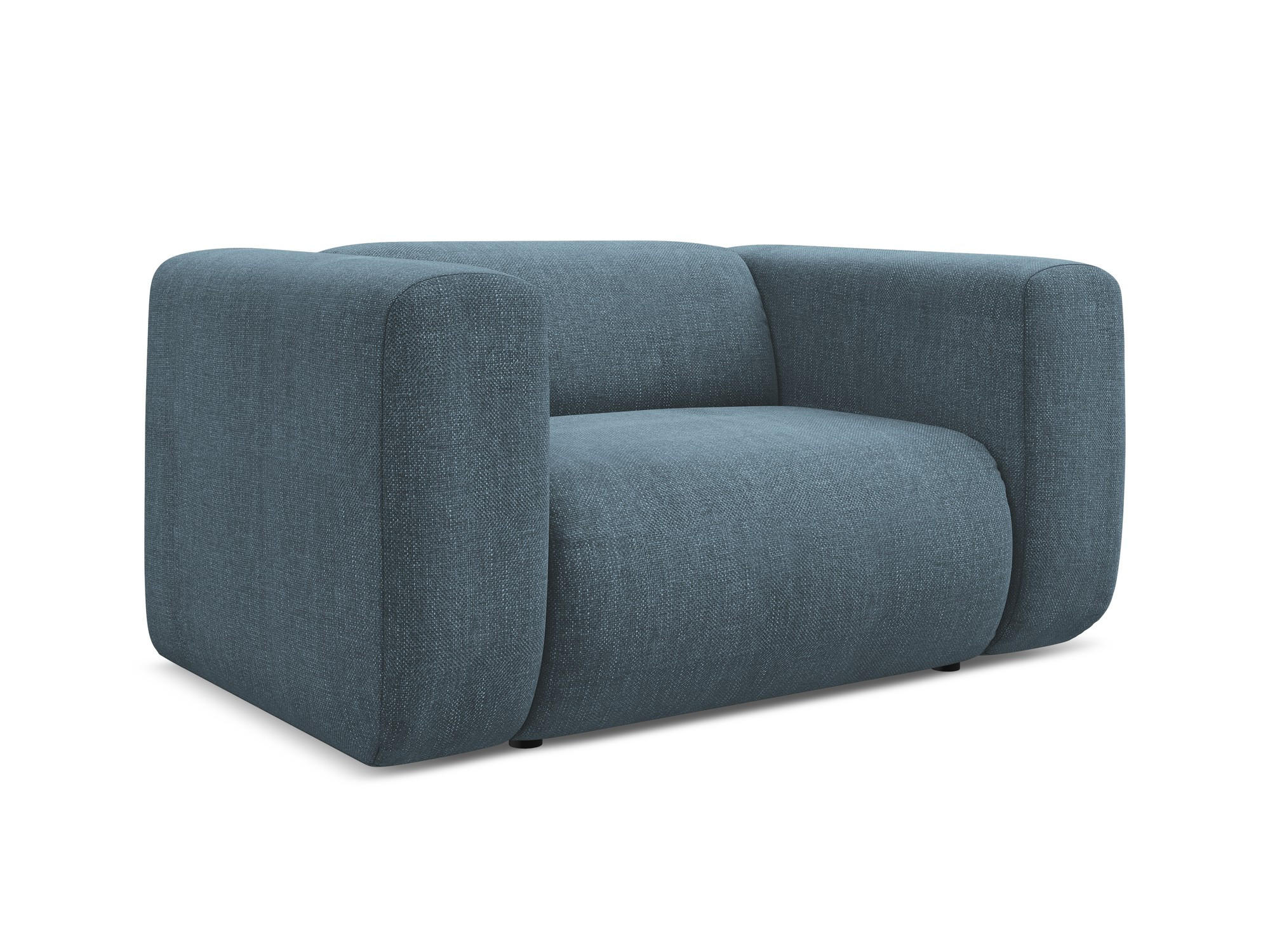 SESSEL Chenille Stoff Blau - Blau/Blaugrau, Kunststoff/Textil (137/70/89cm) - Makamii