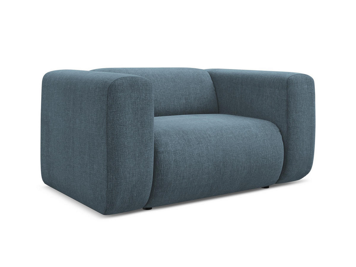SESSEL Chenille Stoff Blau - Blau/Blaugrau, Kunststoff/Textil (137/70/89cm) - Makamii