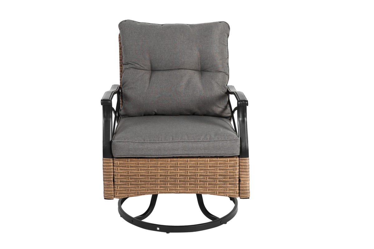 GARTENSET 64/82/58 cm Braun-Grau aus Stahl mit Dreh- und Schaukelfunktion 3er Set - Grau, Metall - OKMYHOME