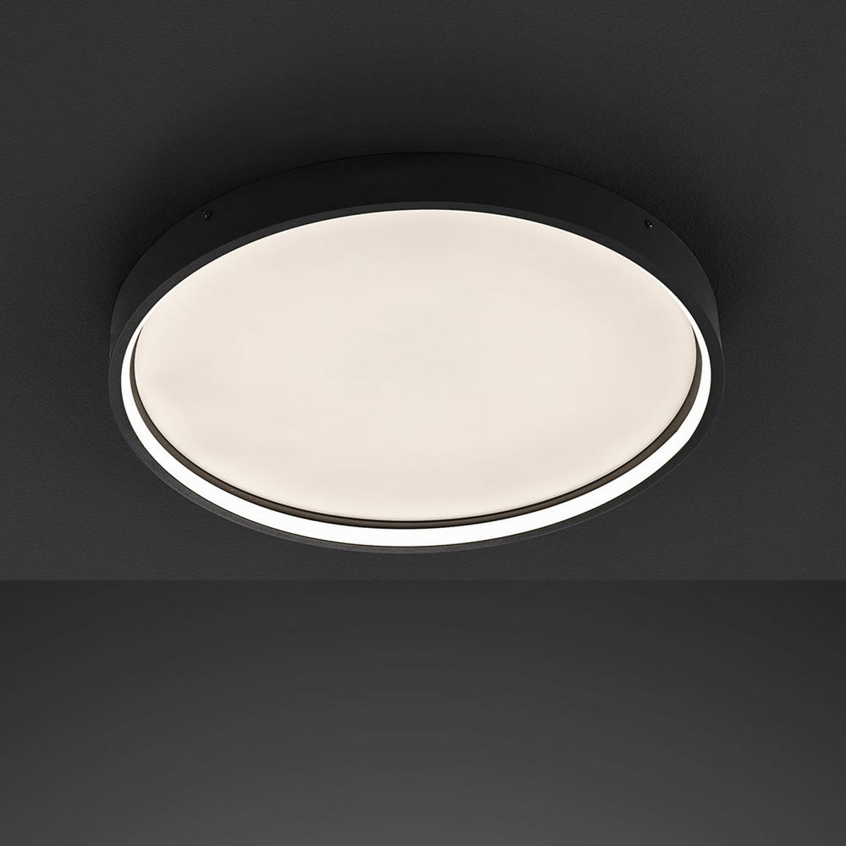 LED DECKENLEUCHTE Kunststoff Schwarz Dimmbar - Schwarz, Metall (45/45/4.5cm)