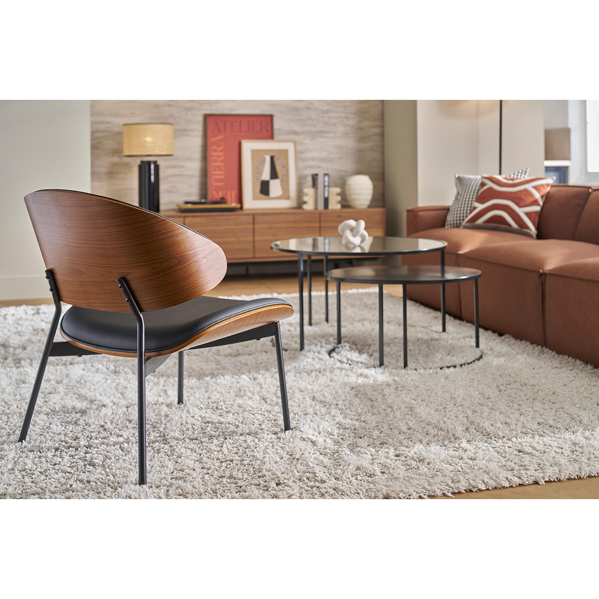 SCHWARZER Sessel, dunkles Holz und schwarzes Metall FABULO - Schwarz, Holz (65/75/64cm) - Miliboo