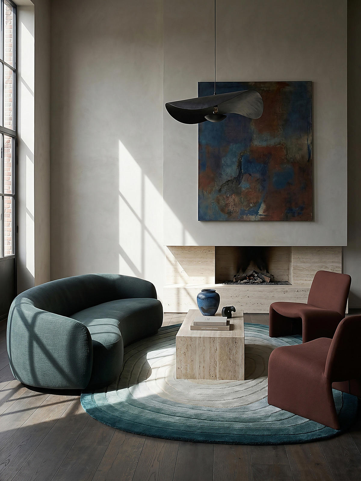 TEPPICH Wolle, Organische Form, Ombre Farbverlauf, Handgefertigt, Hoch-Tief-Flor-Effekt Türkis-Beige Oval 160x230 - Blau, Textil (230/160cm) - KADIMA DESIGN