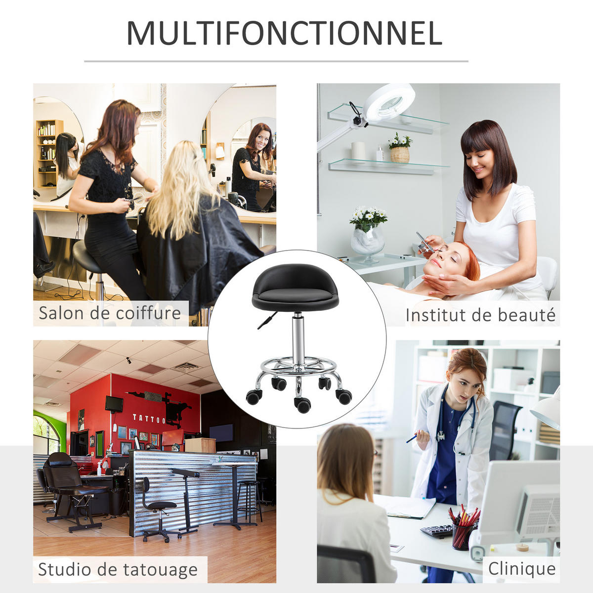 BÜROHOCKER DE-18016 2er-Set, höhenverstellbar Schwarz - Schwarz, Metall (38/72/38cm) - ComfortXL