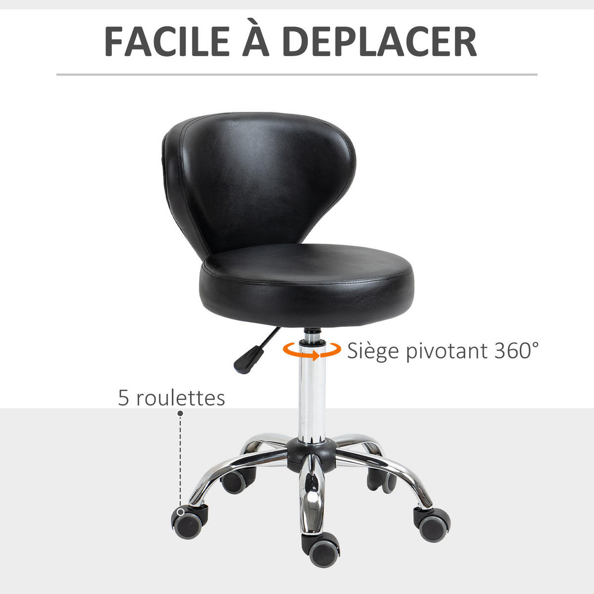 BÜROHOCKER DE-18009 höhenverstellbar 49-64 cm, ergonomisch Schwarz - Schwarz, Metall (54/88/45cm) - ComfortXL