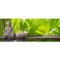 GLASBILD 80x30 cm Buddha Zen Spa Grün - Gelb, Glas (80/30cm) - artissimo