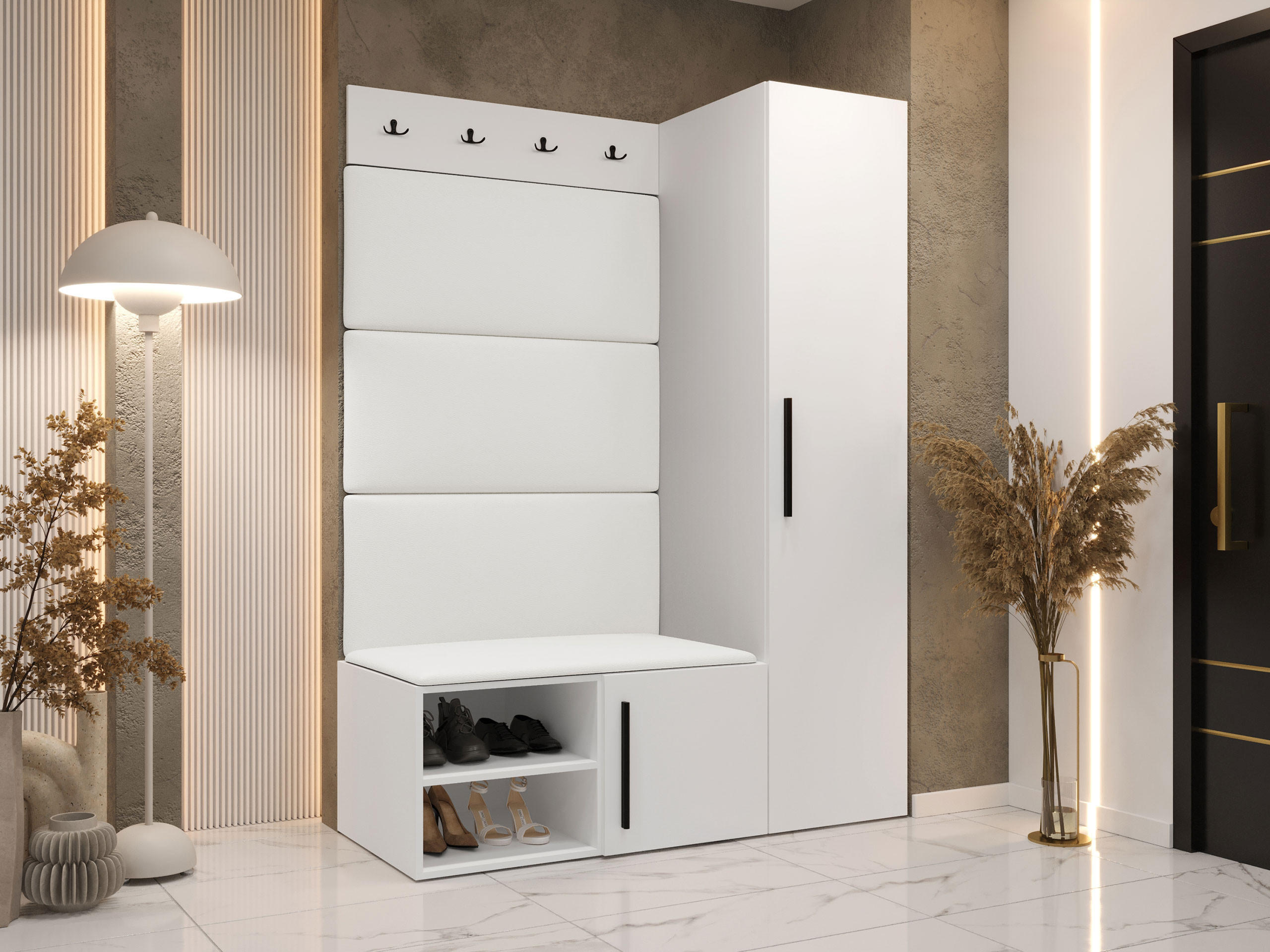 GARDEROBEN-SET Medi II - Schwarz/Weiß, Holzwerkstoff/Kunststoff (40/191/50cm) - MIRJAN24