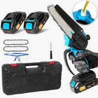 KETTENSÄGE Mini 6 Zoll Blau mit 2 × 21 V Akku automatischem Öler - Blau, Metall (15/7/40cm) - Coonoor