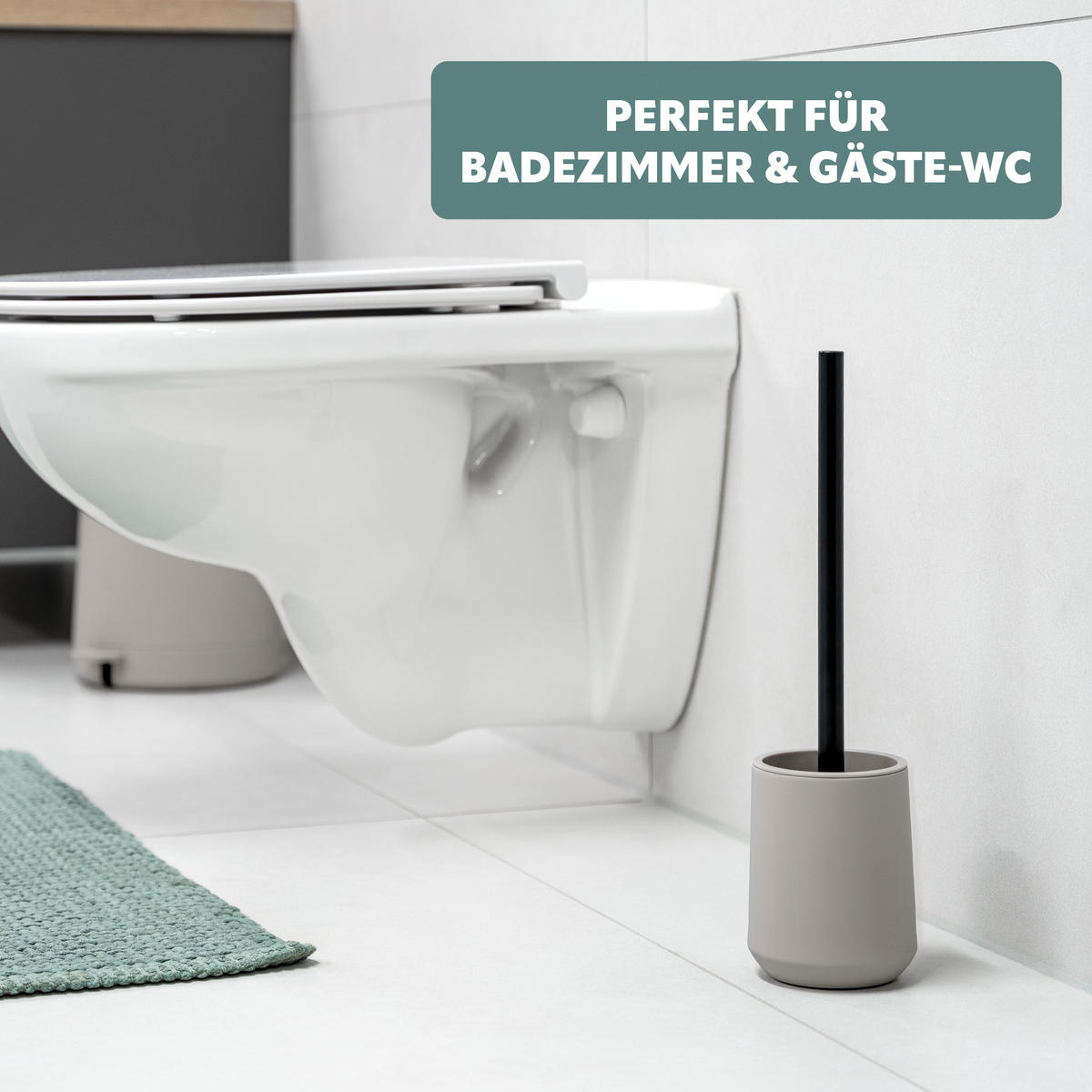 WC-GARNITUR TESERO, Kunststoff, taupe - Taupe, Kunststoff (10.5/39.5/10.5cm) - eluno