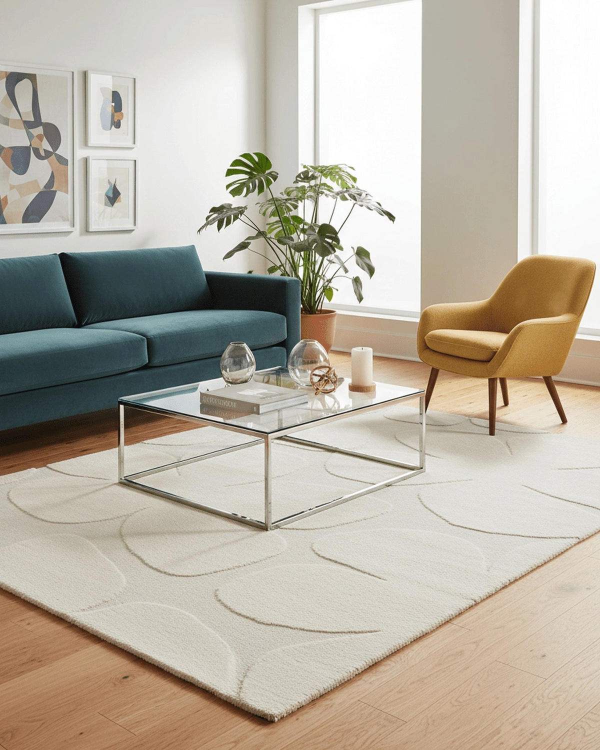 TEPPICH, Weicher mit Reliefmuster weiß - Weiß, Textil (160/230cm) - AFK Living