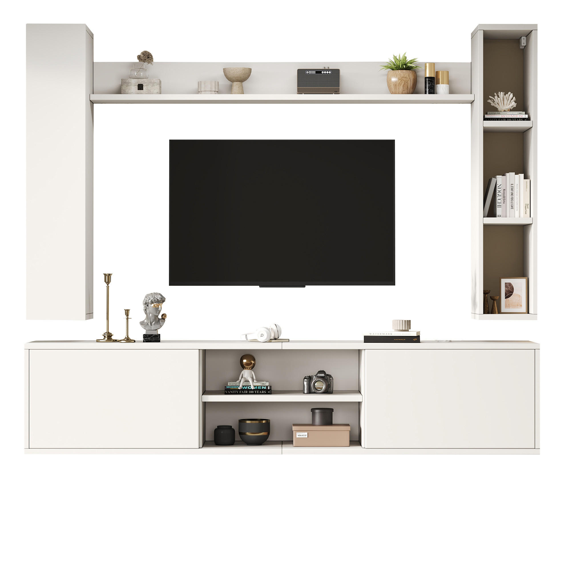 Redom TV nástěnná sestava 180/35/33,5 cm s úložným prostorem, závěsná i volně stojící, Bílá