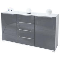 SIDEBOARD Linio Grau Hochglanz - Grau, Holzwerkstoff (138.5/75.5/35cm) - Vladon