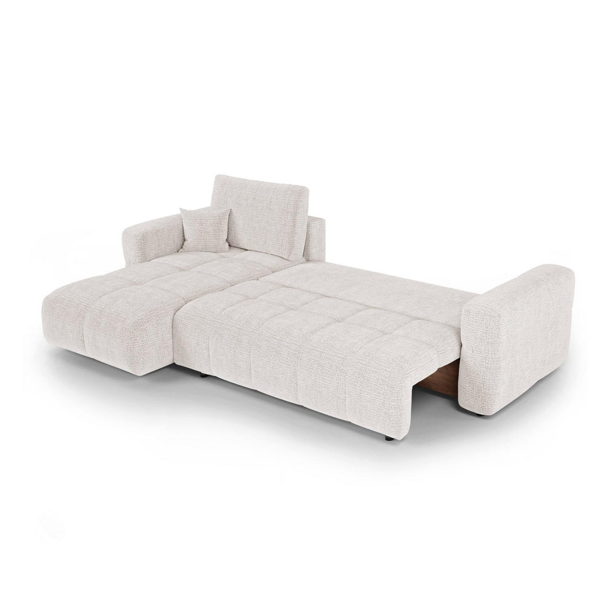 LINKSECK-SCHLAFSOFA mit Stauraum VIBE Kettgewebe mit weichem Griff Creme 286cm - Creme, Textil (286/169cm) - Premium Interiors