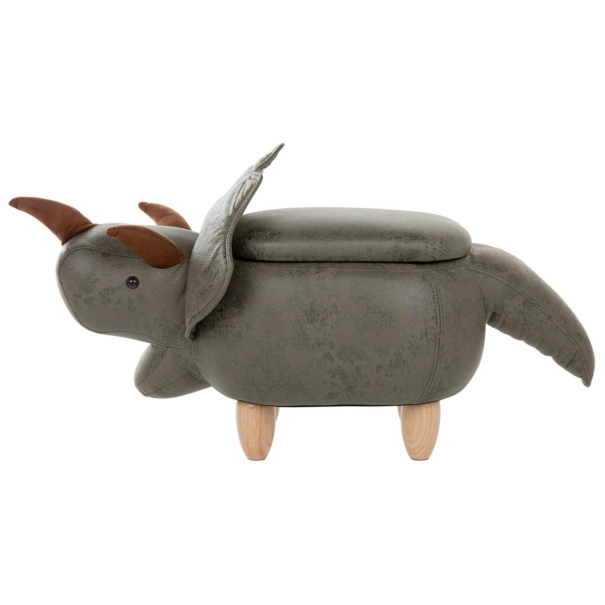 HOCKER Triceratops 42/92/56 cm - Grün, Kunststoff/Textil (92/56/42cm) - Beliani