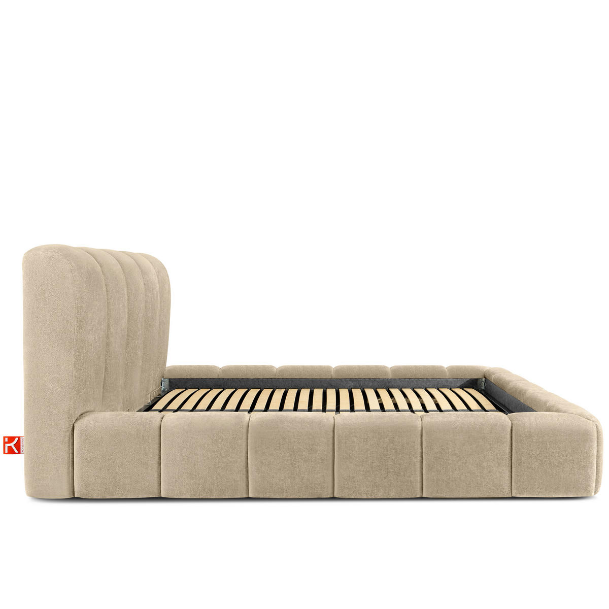 POLSTERBETT MERIDE Chenille, Beige - Beige/Schwarz, Holz/Textil (180/200cm) - KONSIMO®