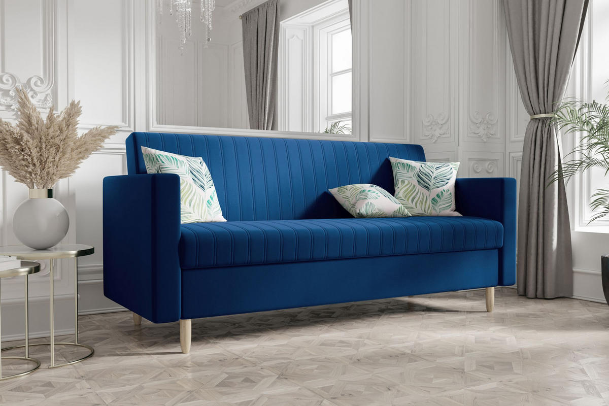 SOFA MELISA mit Schlaffunktion RIVIERA 81 mit Stauraum - Dunkelblau, Textil (87/95/216cm) - Bedante