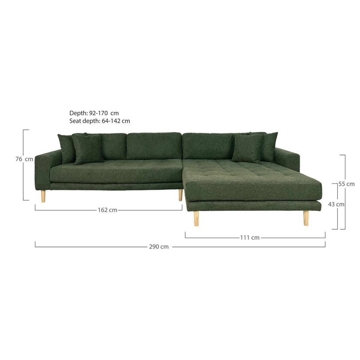 ECKSOFA grün - Grün, Textil (290/170cm) - ebuy24