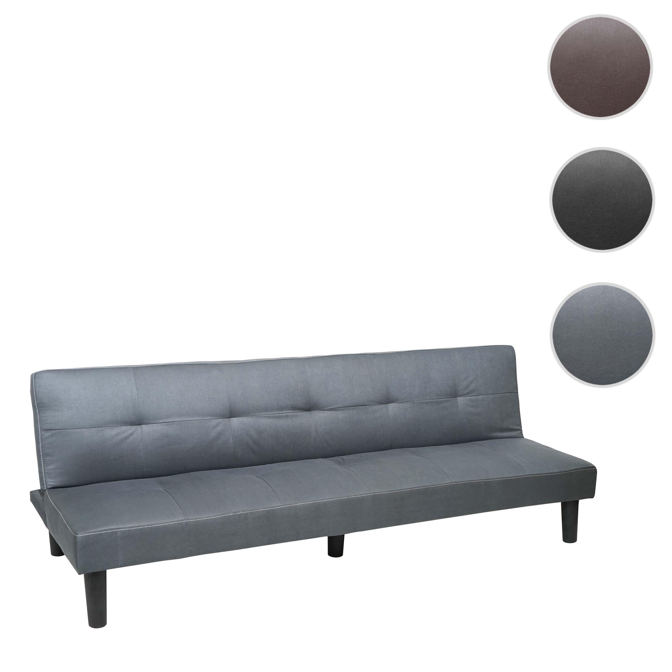 Thumbnail - MCW 3Er-Sofa, Grau, Textil, 195x68x73 cm, Wohnzimmer, Sofas & Couches, Schlafsofas