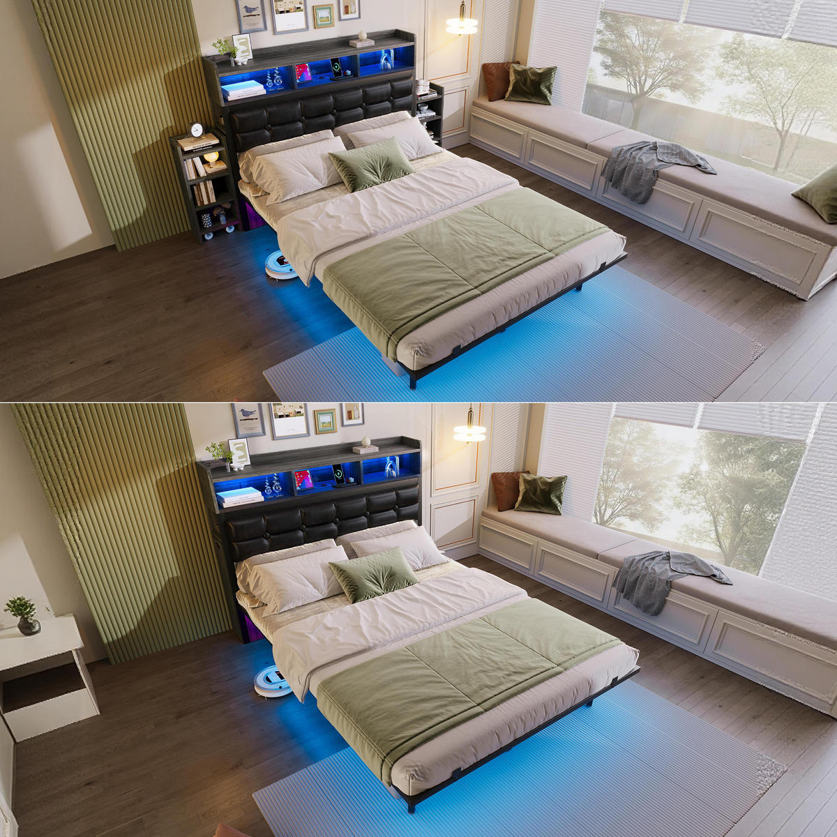 POLSTERBETT 140/190 cm in Grau mit LED, USB und Type-C - Grau, Holzwerkstoff/Textil (140/190cm) - WISHDOR