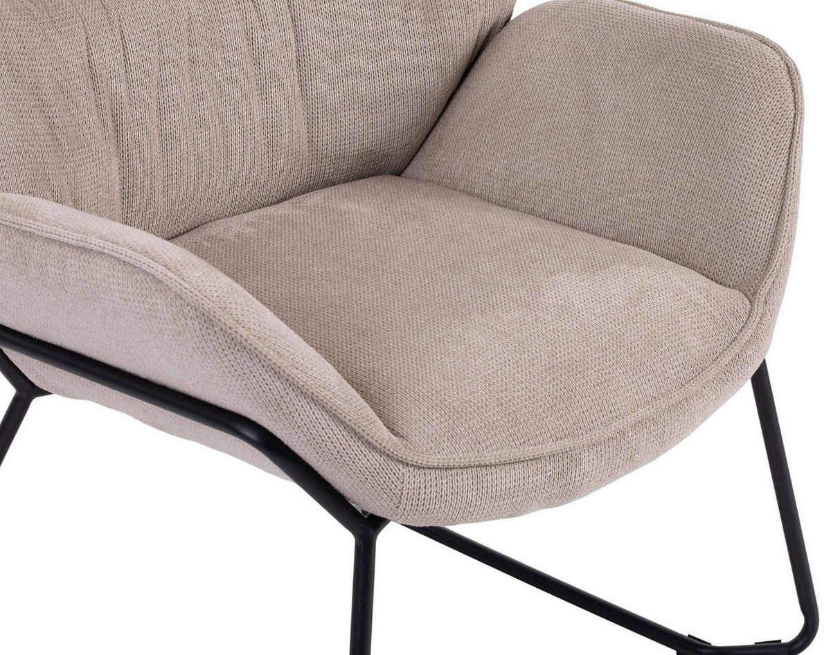 SESSEL Aliano beige - Beige/Schwarz, Textil/Metall (73/76/67cm) - Mr. Deko