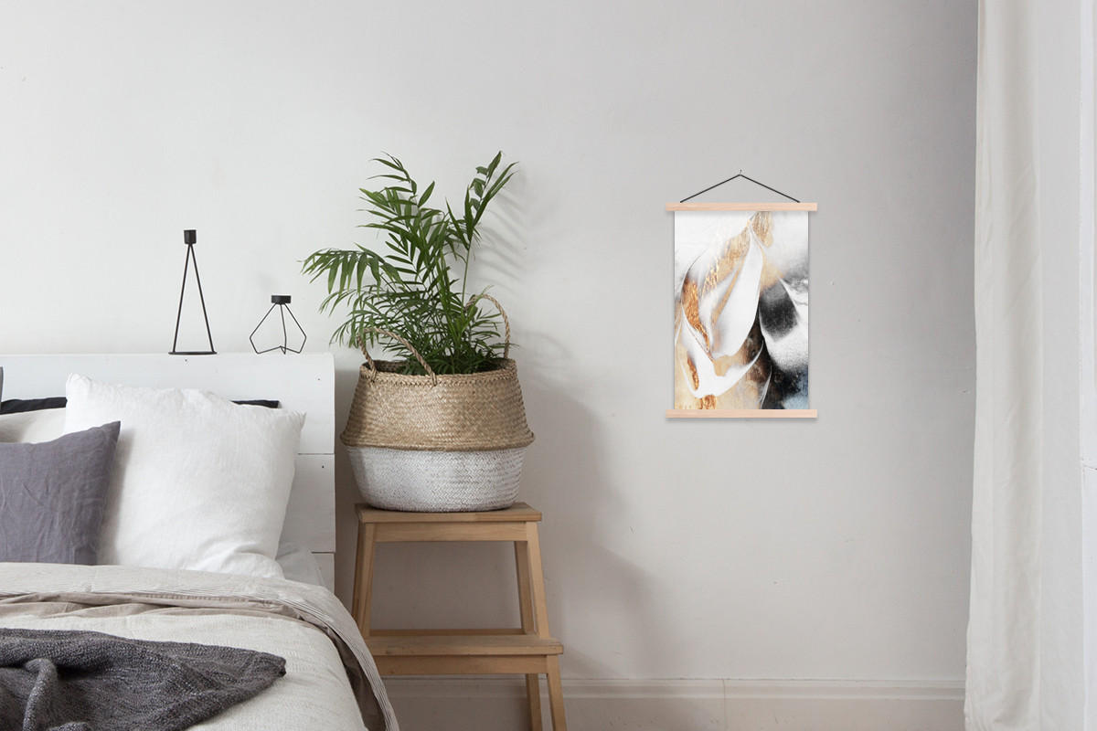 POSTER Luxus - Abstrakt - Gold - Weiß 40x60 cm - Goldfarben, Textil (40/60/0.15cm) - MuchoWow
