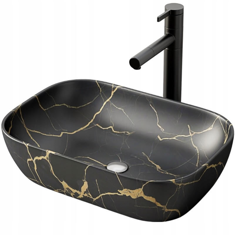 WASCHBECKEN, schwarz 46,5 x 33 cm - Schwarz, Keramik (46/13/33cm)