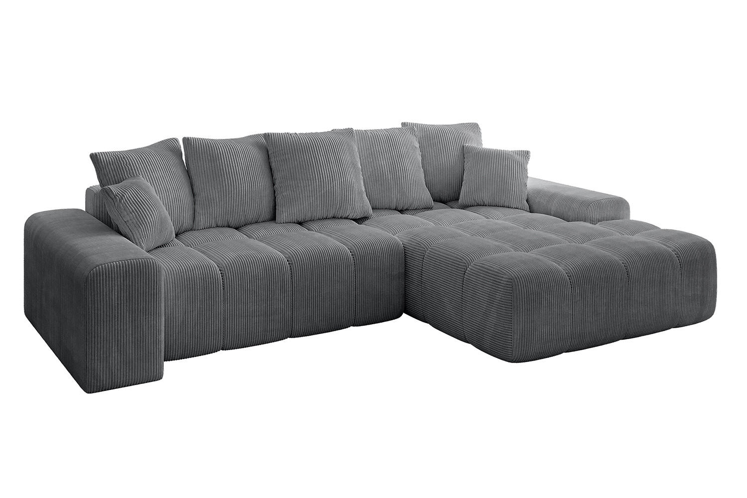 ALTDECOR ROHOVÁ SEDACÍ SOUPRAVA s otomanem vpravo ENSI-L - 267x164x69 cm tmavě šedá