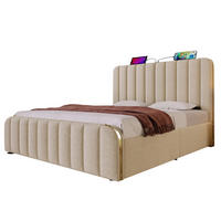POLSTERBETT 140/200 cm mit Bettkasten, USB-C und gepolstertem Kopfteil - Beige, Textil (140/200cm) - BEAOK