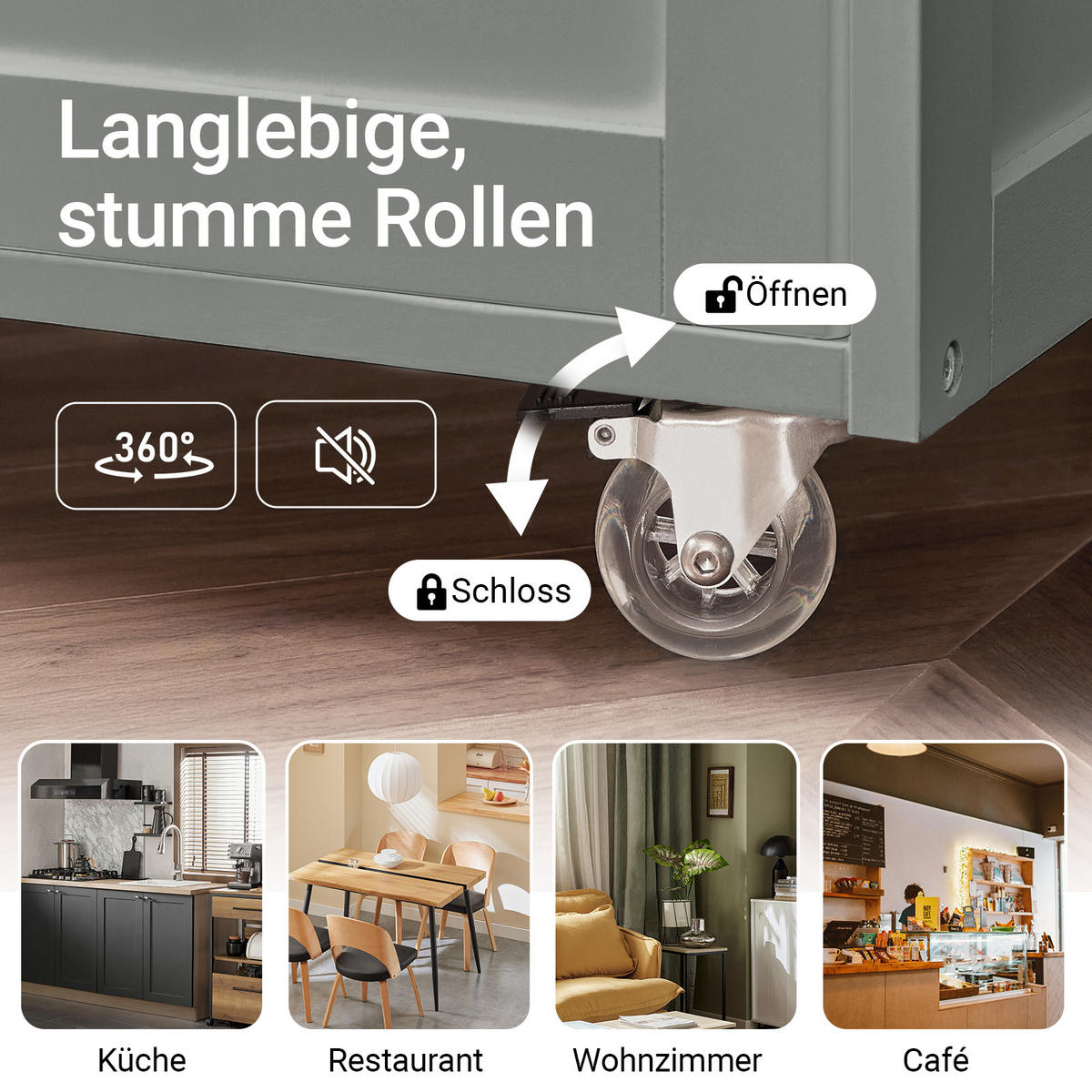 KÜCHENWAGEN Grau - Hellgrau, Holzwerkstoff (67/87/38cm) - SoBuy