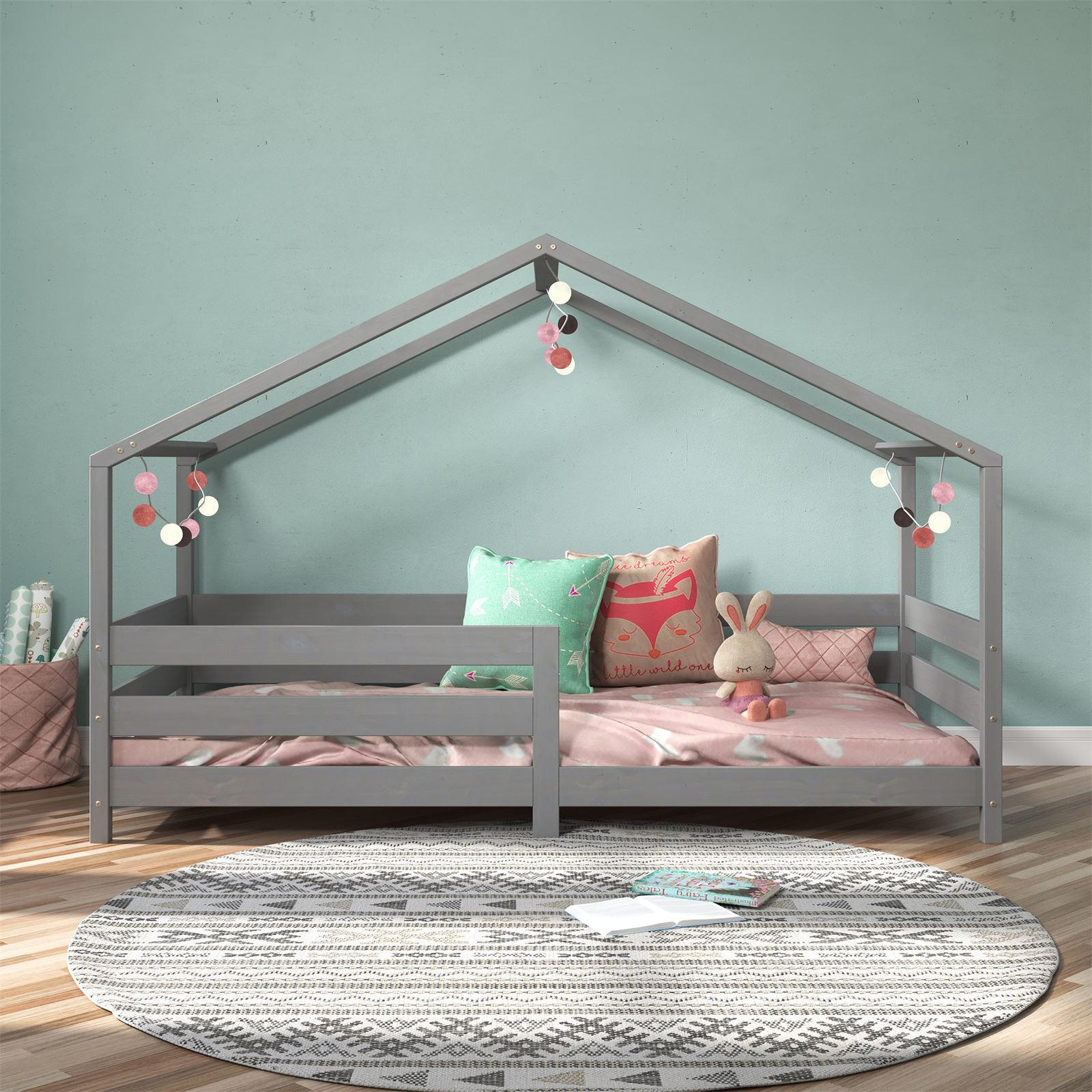 HAUSBETT RENA 90X200 CM - Grau, Holz (96/138/206cm) - IDIMEX