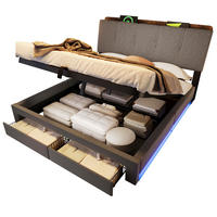POLSTERBETT 140/200 cm Grau mit USB-Typ-C-Ladeanschluss, LED-Beleuchtung und 2 Schubladen - Grau, Textil (140/200cm) - Oxeza