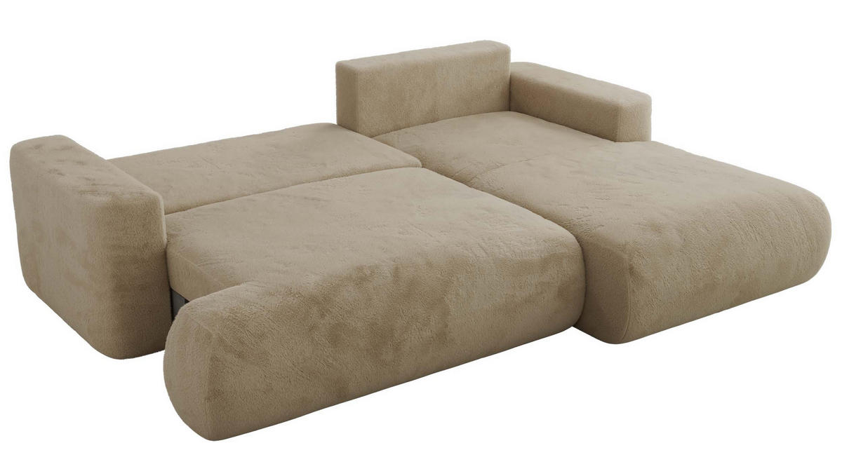 ECKSOFA OVO L Beige Plüsch - Rechts Seite - Beige/Schwarz, Kunststoff/Textil (195/271cm) - MKS