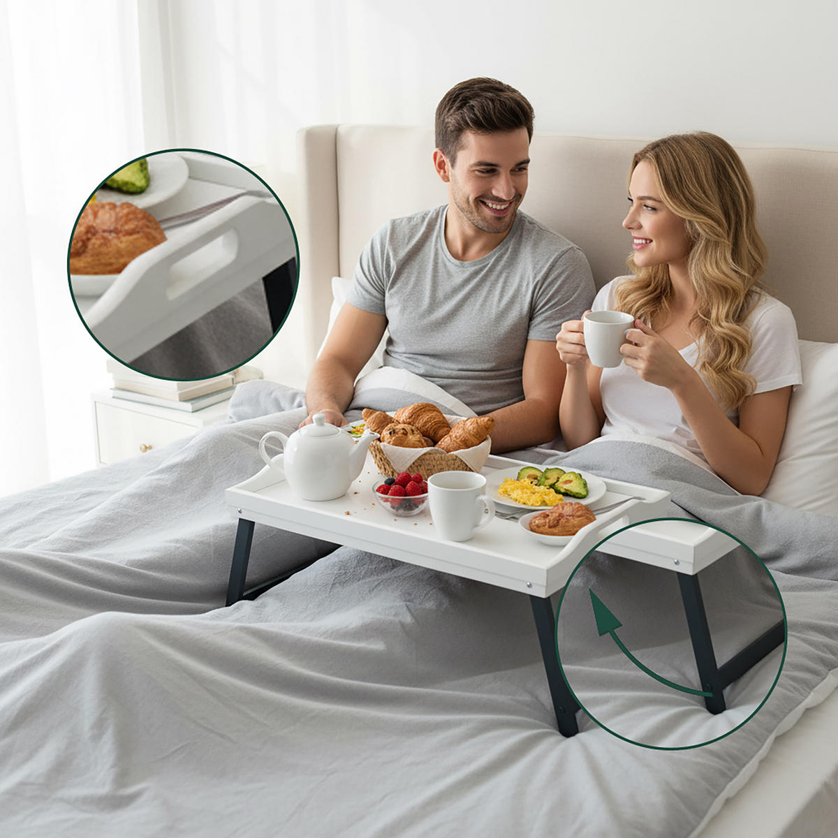 NOČNÝ stolík - biela, drevo - Relaxdays