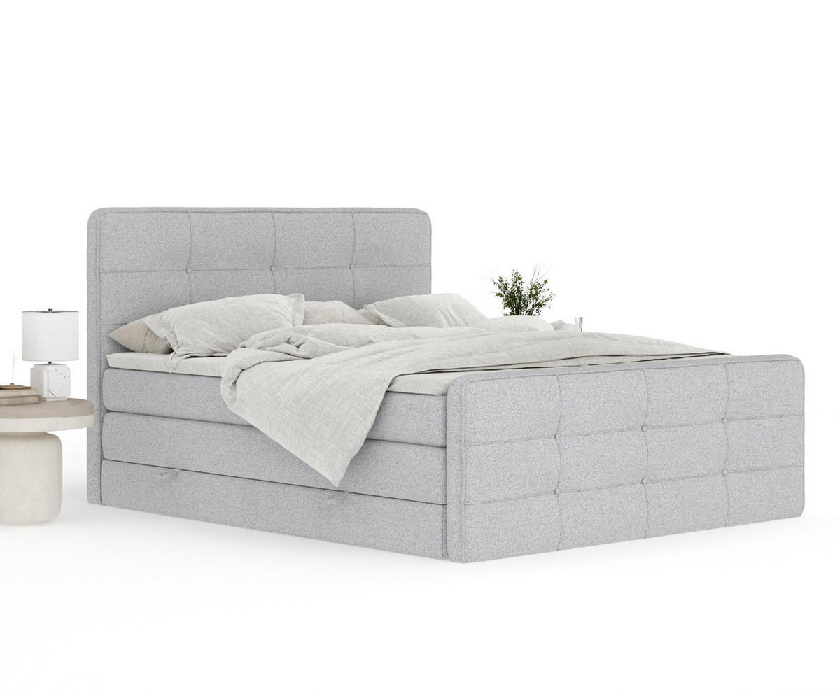 BOXSPRINGBETT Semplice Hellgrau 140/200 cm - Hellgrau/Schwarz, Holz/Holzwerkstoff (140/200cm) - Maison de Reve