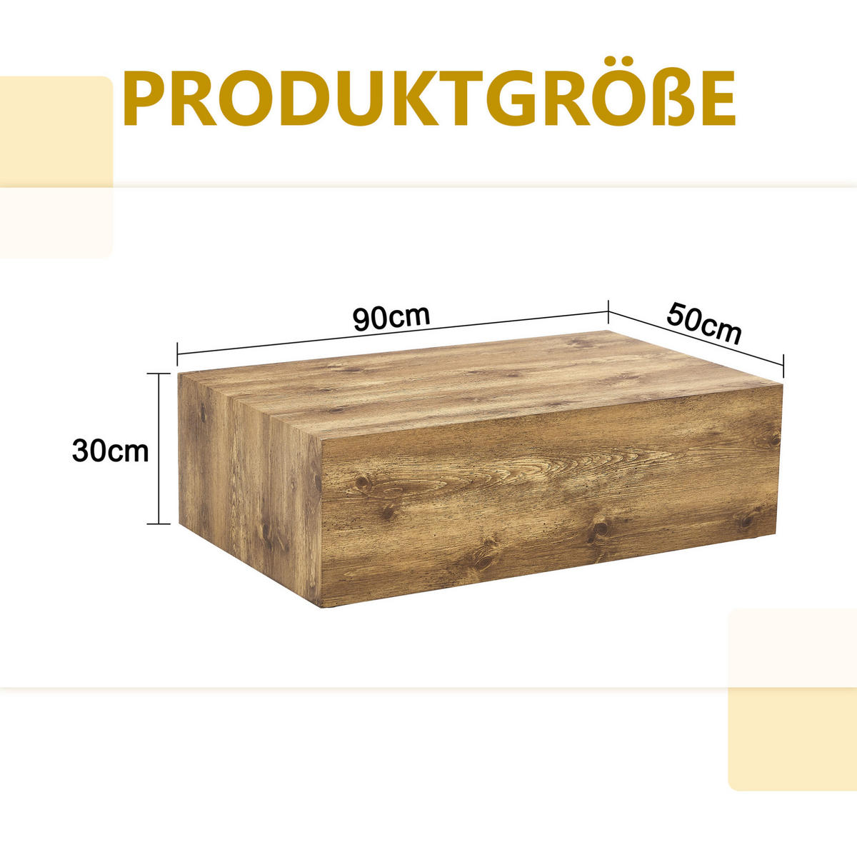 KONFERENČNÍ stolek 90/50/30 cm v dekoru dřeva z MDF bez montáže - barva borovice, kompozitní dřevo (90/50/30cm) - OKWISH