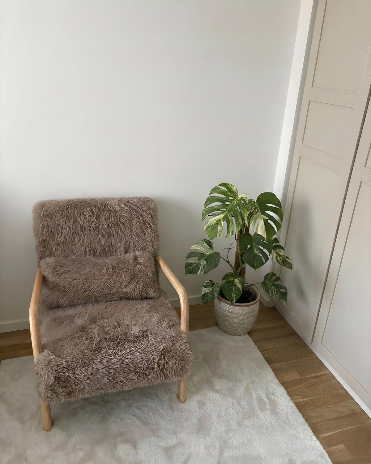 SESSEL Webpelz Taupe Skovde - Taupe, Textil (65/78/80cm) - Beliani