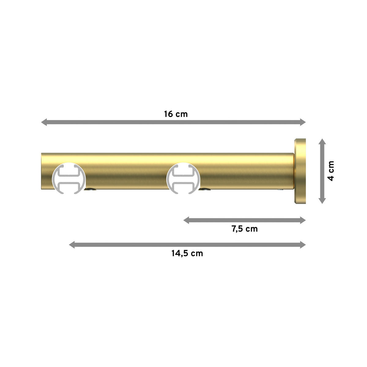 INNENLAUF-GARDINENSTANGEN-SET Platon Savio 180 cm, 2-läufig, 20 mm Ø Messing-Optik - Messingfarben, Metall (180cm) - INTERDECO