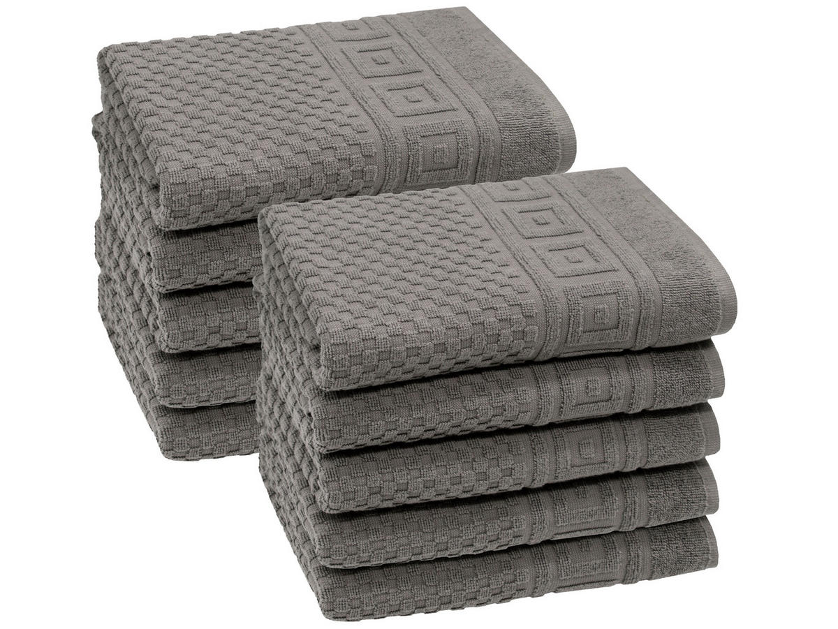 HANDTÜCHER, 10er-Set, 50x100 cm, 100% Baumwolle, Grau - Dunkelgrau, Textil (50/100cm) - Zollner