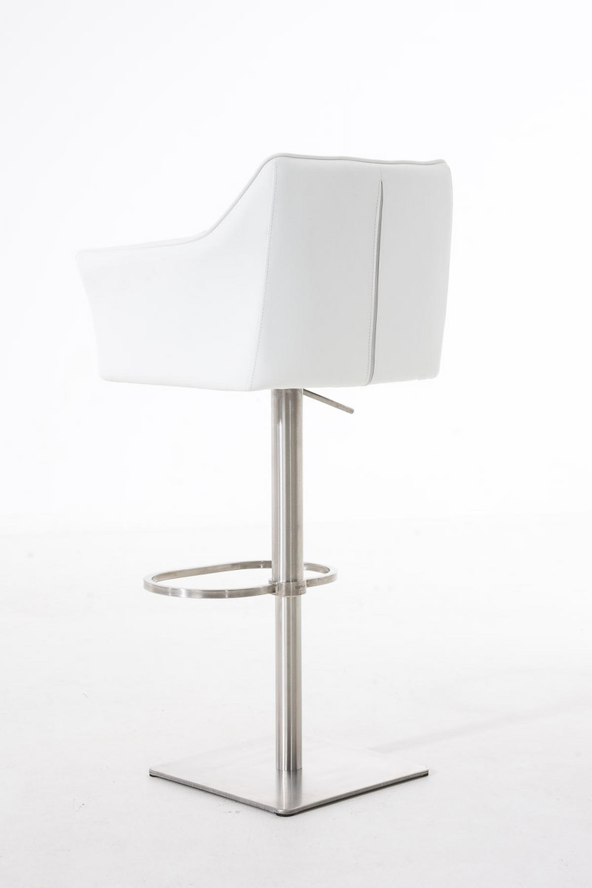 BARHOCKER Sihar Kunstleder Weiß Silber - Weiß, Leder/Metall (64/88/45cm) - DELUKE